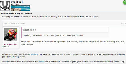 Respawn否认《泰坦陨落》XboxOne版为1080P