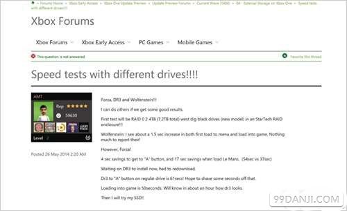 Xbox One外置硬盘效果测试 载入速度提升显著